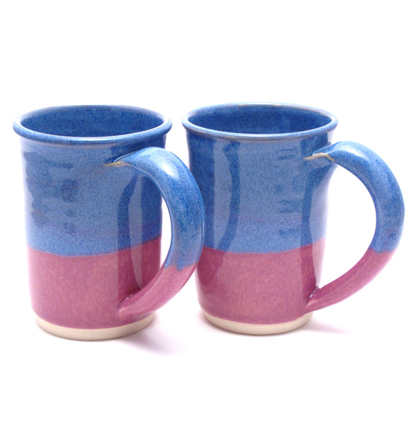 Pair of Blue and Lilac Large Mugs