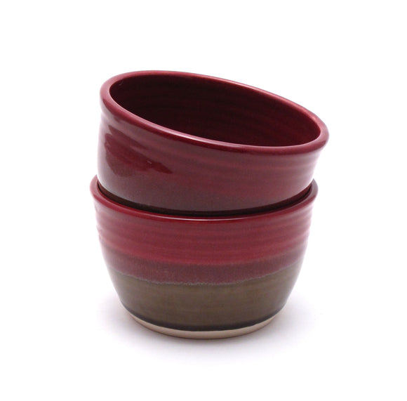 Pair of Raspberry and Stone Cereal Bowls