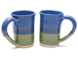 Pair of Blue and Green Large Mugs